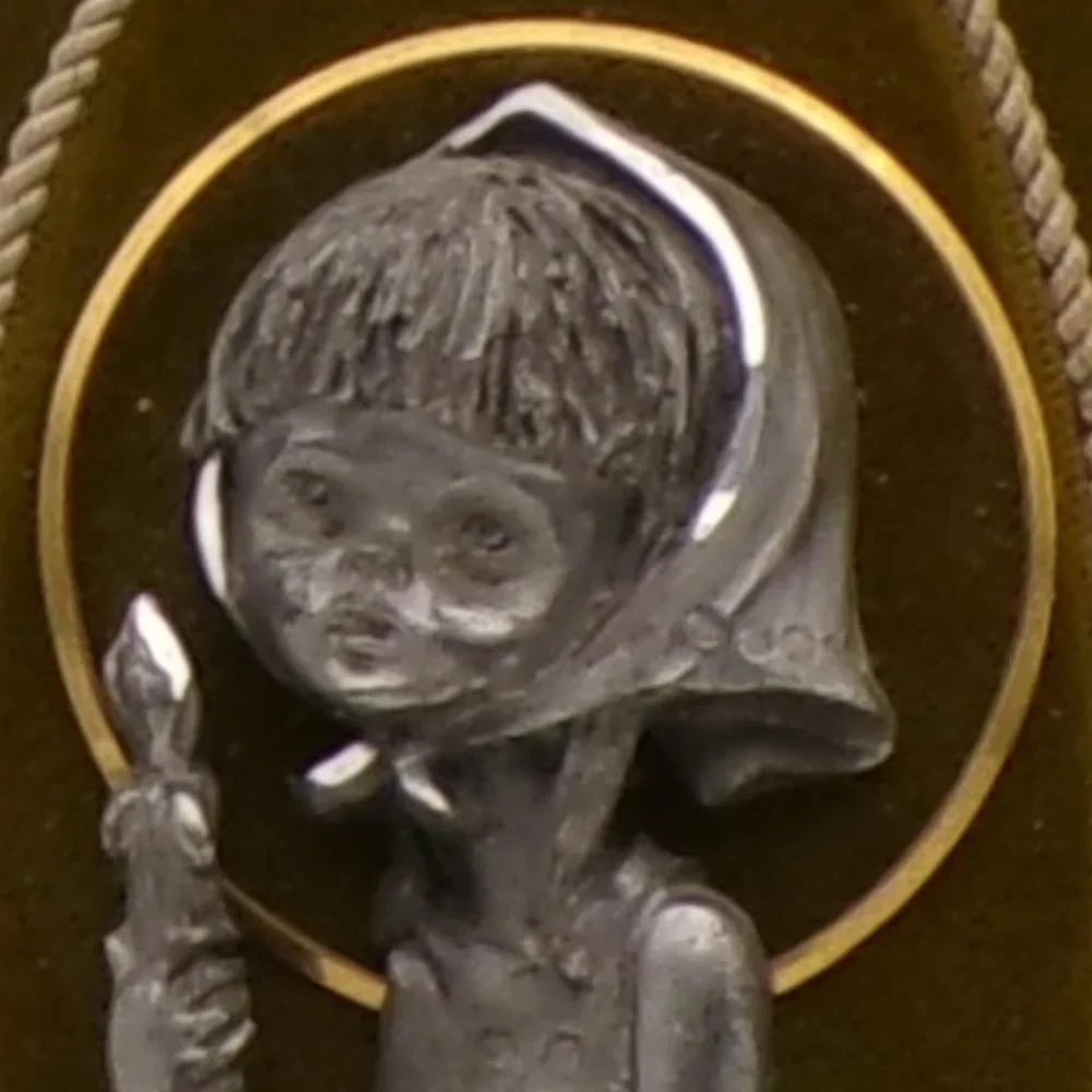 Vintage First Communion Pewter Plaque - Made in Italy